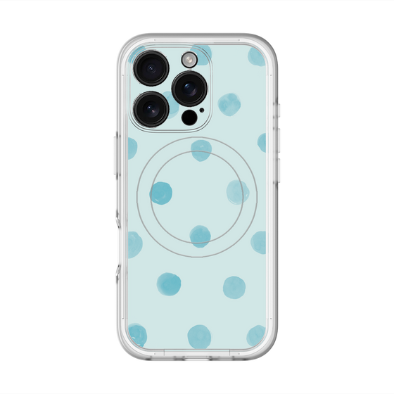 スリムプロテクションプレミアムケース with MagSafe［ 水彩ドット・レトロカラー - Light Blue ］