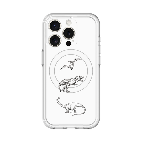 スリムプロテクションプレミアムケース with MagSafe［ Dinosaurs No.1 - White ］