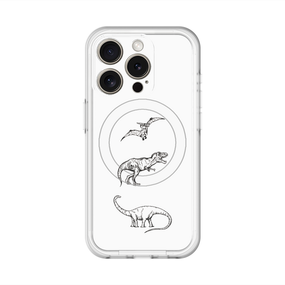 スリムプロテクションプレミアムケース with MagSafe［ Dinosaurs No.1 - White ］
