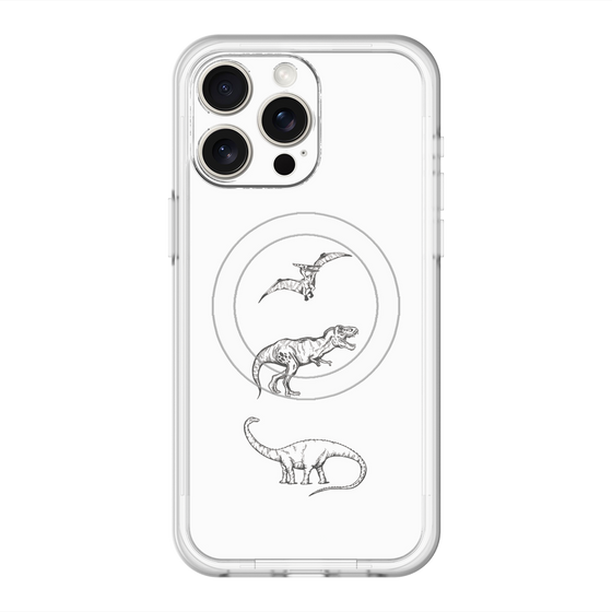 スリムプロテクションプレミアムケース with MagSafe［ Dinosaurs No.1 - White ］
