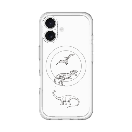 スリムプロテクションプレミアムケース with MagSafe［ Dinosaurs No.1 - White ］