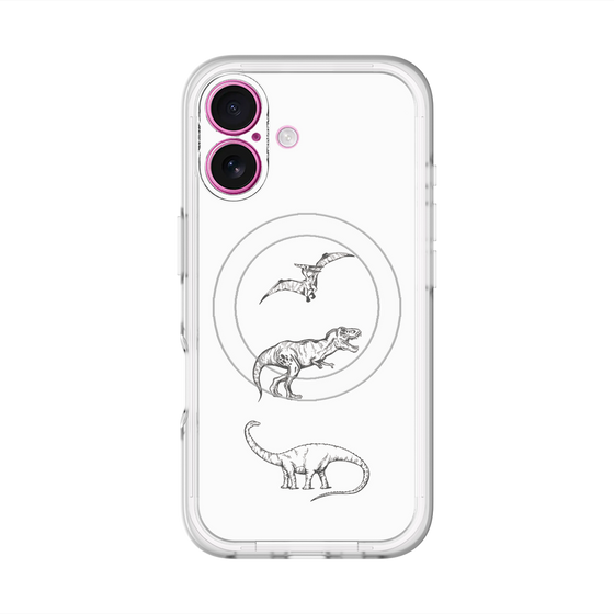 スリムプロテクションプレミアムケース with MagSafe［ Dinosaurs No.1 - White ］