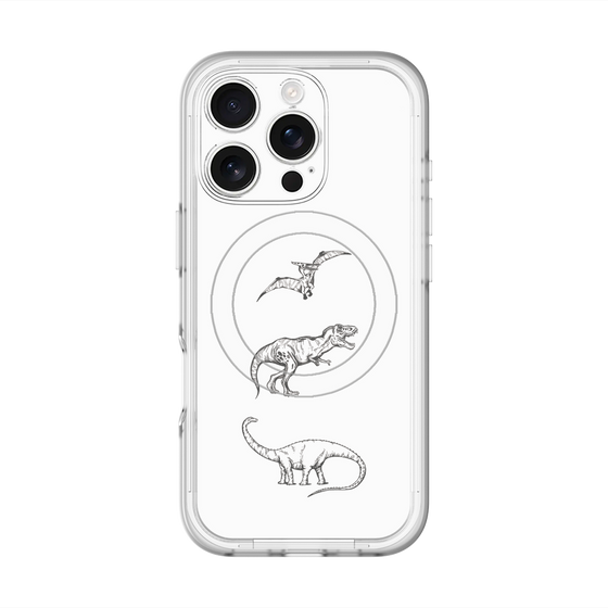 スリムプロテクションプレミアムケース with MagSafe［ Dinosaurs No.1 - White ］