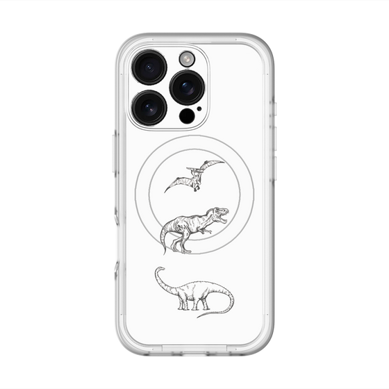 スリムプロテクションプレミアムケース with MagSafe［ Dinosaurs No.1 - White ］
