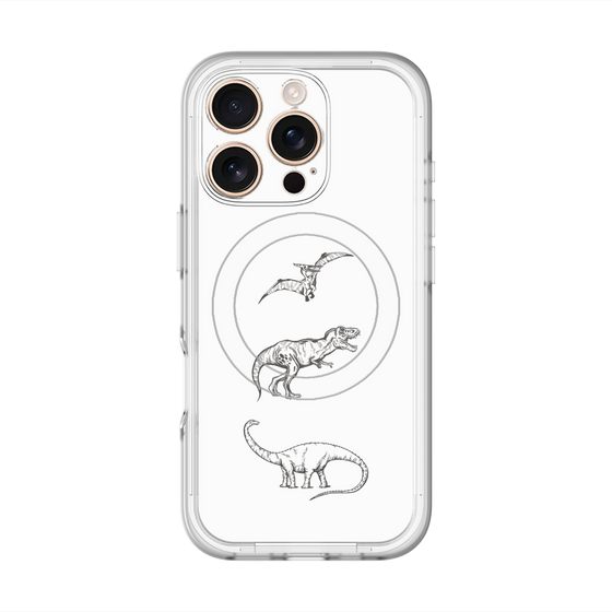 スリムプロテクションプレミアムケース with MagSafe［ Dinosaurs No.1 - White ］