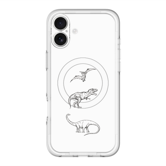 スリムプロテクションプレミアムケース with MagSafe［ Dinosaurs No.1 - White ］