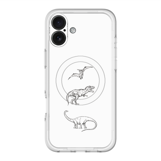 スリムプロテクションプレミアムケース with MagSafe［ Dinosaurs No.1 - White ］