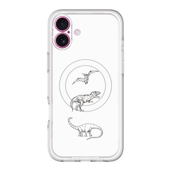 スリムプロテクションプレミアムケース with MagSafe［ Dinosaurs No.1 - White ］