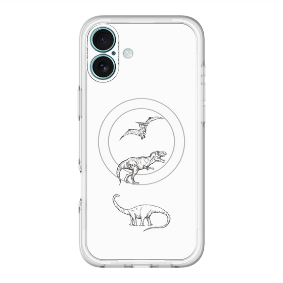 スリムプロテクションプレミアムケース with MagSafe［ Dinosaurs No.1 - White ］