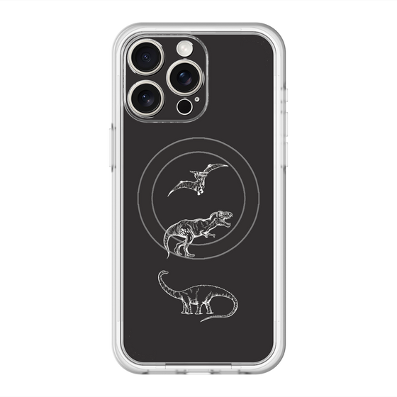 スリムプロテクションプレミアムケース with MagSafe［ Dinosaurs No.1 - Black ］
