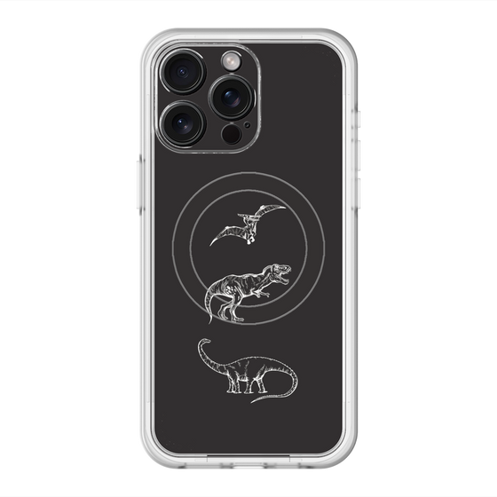 スリムプロテクションプレミアムケース with MagSafe［ Dinosaurs No.1 - Black ］