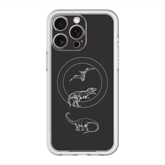 スリムプロテクションプレミアムケース with MagSafe［ Dinosaurs No.1 - Black ］
