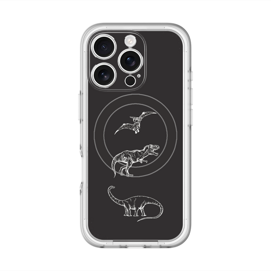 スリムプロテクションプレミアムケース with MagSafe［ Dinosaurs No.1 - Black ］