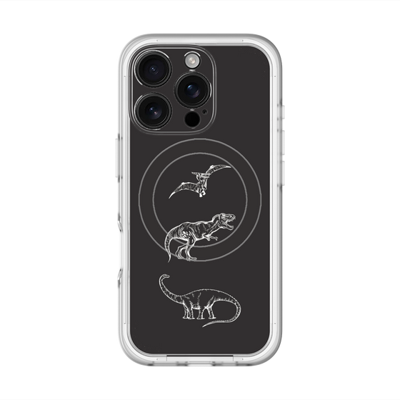 スリムプロテクションプレミアムケース with MagSafe［ Dinosaurs No.1 - Black ］