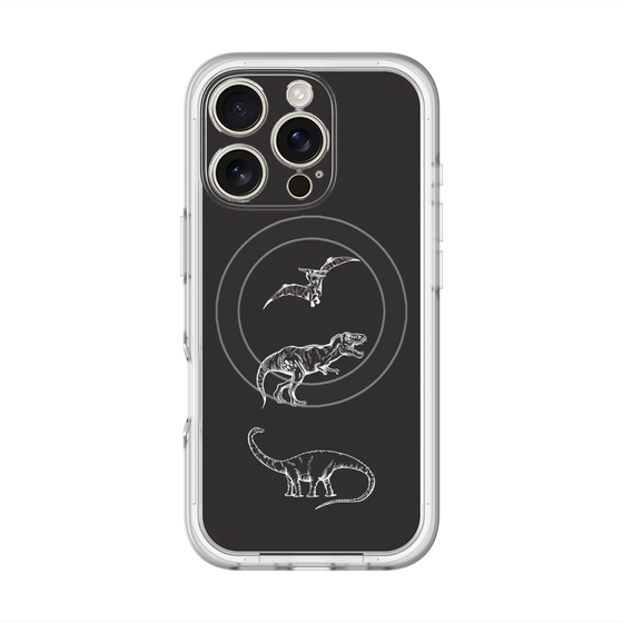 スリムプロテクションプレミアムケース with MagSafe［ Dinosaurs No.1 - Black ］