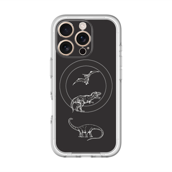 スリムプロテクションプレミアムケース with MagSafe［ Dinosaurs No.1 - Black ］
