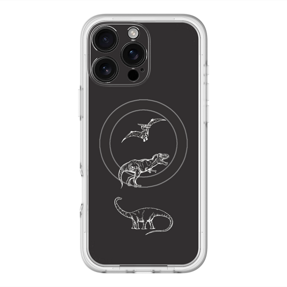 スリムプロテクションプレミアムケース with MagSafe［ Dinosaurs No.1 - Black ］