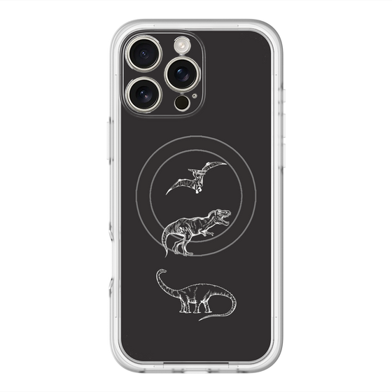 スリムプロテクションプレミアムケース with MagSafe［ Dinosaurs No.1 - Black ］
