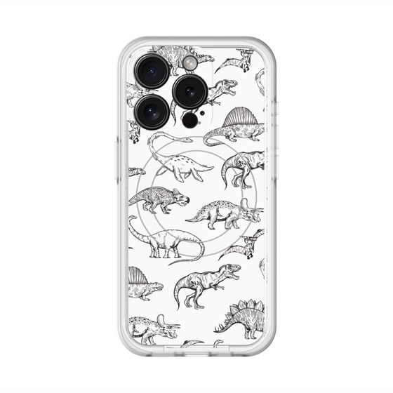 スリムプロテクションプレミアムケース with MagSafe［ Dinosaurs No.2 - White ］