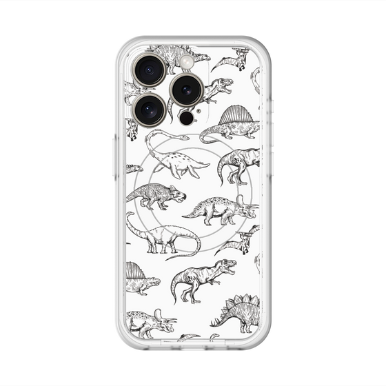 スリムプロテクションプレミアムケース with MagSafe［ Dinosaurs No.2 - White ］