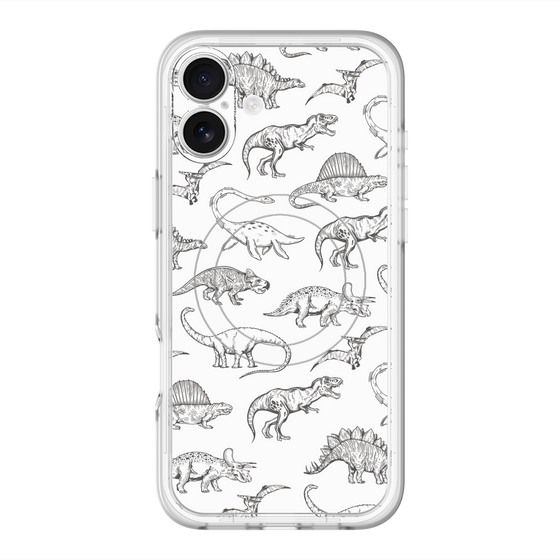 スリムプロテクションプレミアムケース with MagSafe［ Dinosaurs No.2 - White ］
