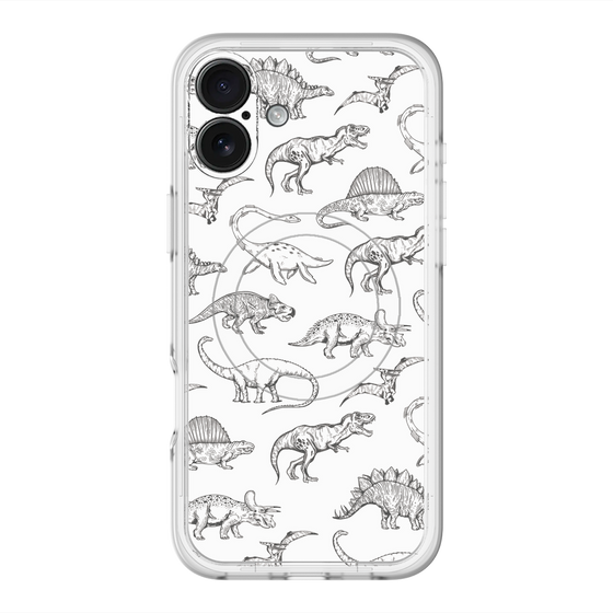 スリムプロテクションプレミアムケース with MagSafe［ Dinosaurs No.2 - White ］