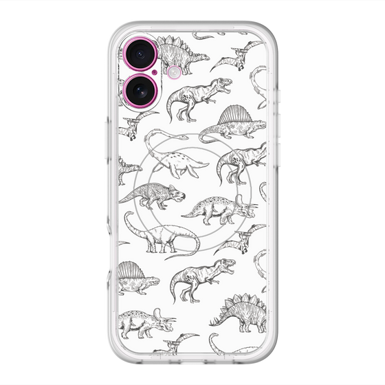 スリムプロテクションプレミアムケース with MagSafe［ Dinosaurs No.2 - White ］