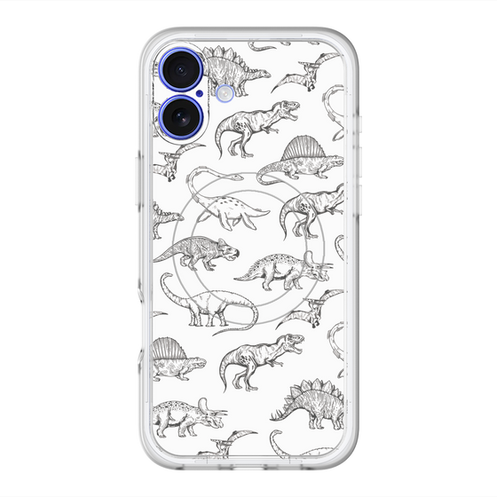 スリムプロテクションプレミアムケース with MagSafe［ Dinosaurs No.2 - White ］