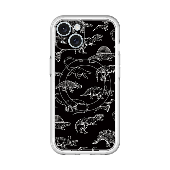 スリムプロテクションプレミアムケース with MagSafe［ Dinosaurs No.2 - Black ］
