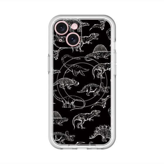 スリムプロテクションプレミアムケース with MagSafe［ Dinosaurs No.2 - Black ］