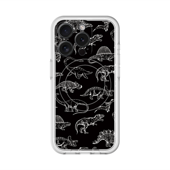 スリムプロテクションプレミアムケース with MagSafe［ Dinosaurs No.2 - Black ］