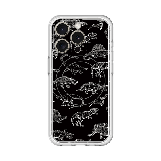 スリムプロテクションプレミアムケース with MagSafe［ Dinosaurs No.2 - Black ］