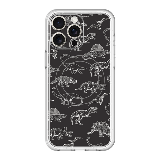スリムプロテクションプレミアムケース with MagSafe［ Dinosaurs No.2 - Black ］