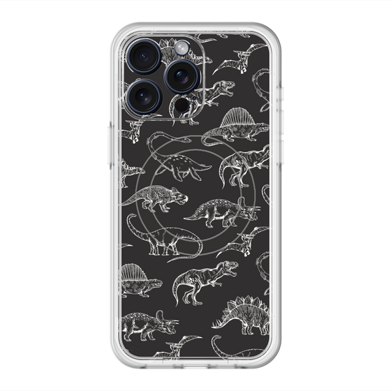 スリムプロテクションプレミアムケース with MagSafe［ Dinosaurs No.2 - Black ］
