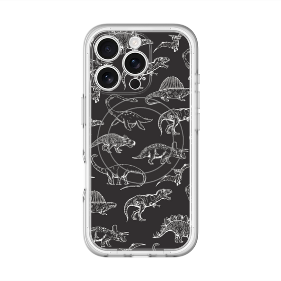スリムプロテクションプレミアムケース with MagSafe［ Dinosaurs No.2 - Black ］