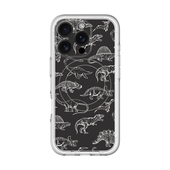 スリムプロテクションプレミアムケース with MagSafe［ Dinosaurs No.2 - Black ］