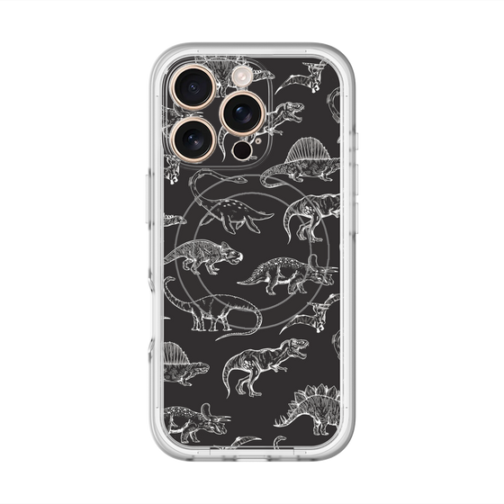 スリムプロテクションプレミアムケース with MagSafe［ Dinosaurs No.2 - Black ］