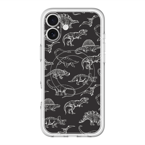 スリムプロテクションプレミアムケース with MagSafe［ Dinosaurs No.2 - Black ］
