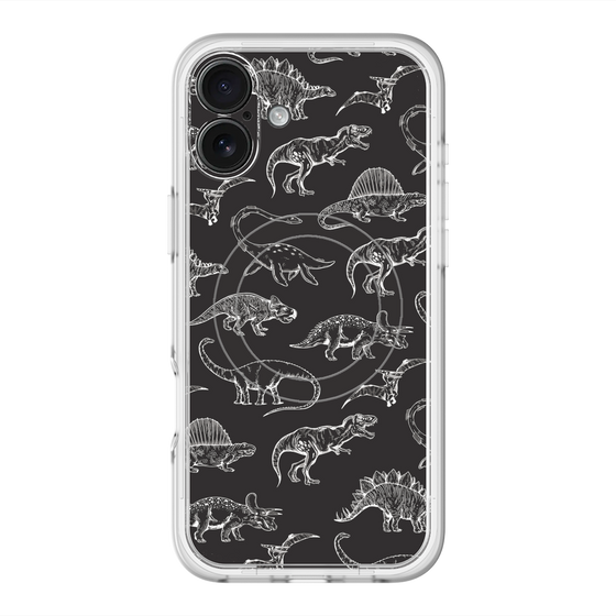 スリムプロテクションプレミアムケース with MagSafe［ Dinosaurs No.2 - Black ］