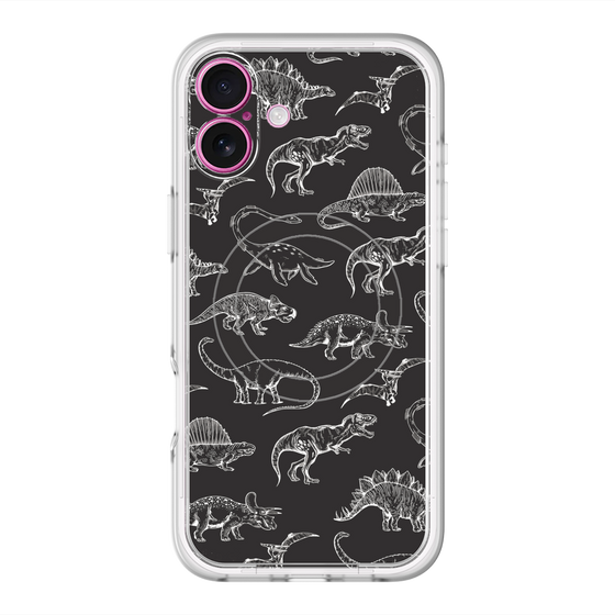 スリムプロテクションプレミアムケース with MagSafe［ Dinosaurs No.2 - Black ］