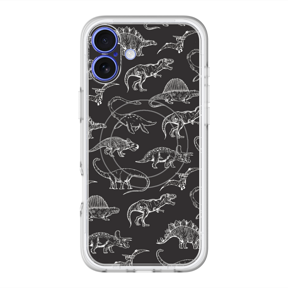 スリムプロテクションプレミアムケース with MagSafe［ Dinosaurs No.2 - Black ］