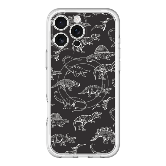 スリムプロテクションプレミアムケース with MagSafe［ Dinosaurs No.2 - Black ］