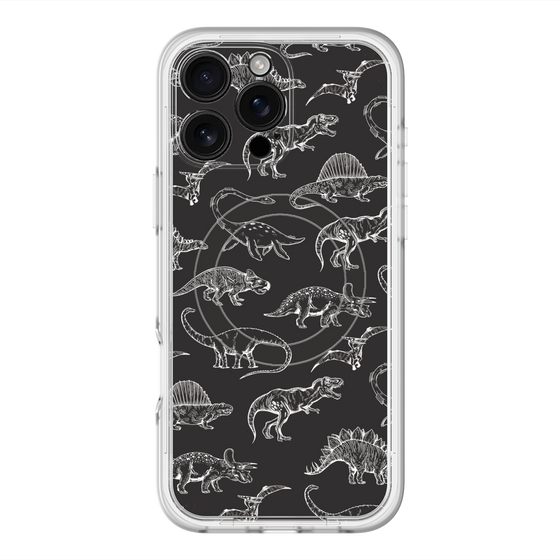 スリムプロテクションプレミアムケース with MagSafe［ Dinosaurs No.2 - Black ］