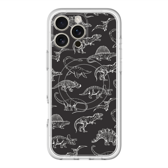 スリムプロテクションプレミアムケース with MagSafe［ Dinosaurs No.2 - Black ］