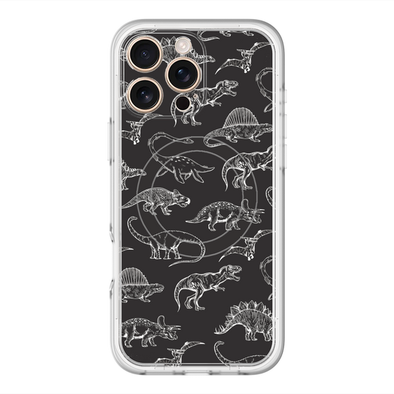 スリムプロテクションプレミアムケース with MagSafe［ Dinosaurs No.2 - Black ］