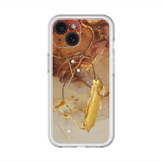スリムプロテクションプレミアムケース with MagSafe［ Marble Nuance Painting Brown ］