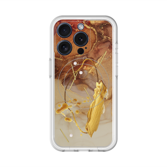 スリムプロテクションプレミアムケース with MagSafe［ Marble Nuance Painting Brown ］