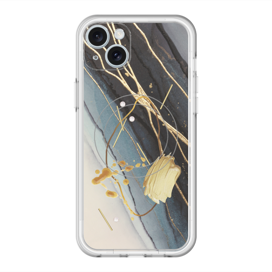 スリムプロテクションプレミアムケース with MagSafe［ Marble Nuance Painting Black ］