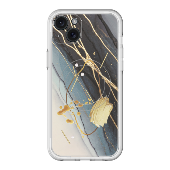 スリムプロテクションプレミアムケース with MagSafe［ Marble Nuance Painting Black ］