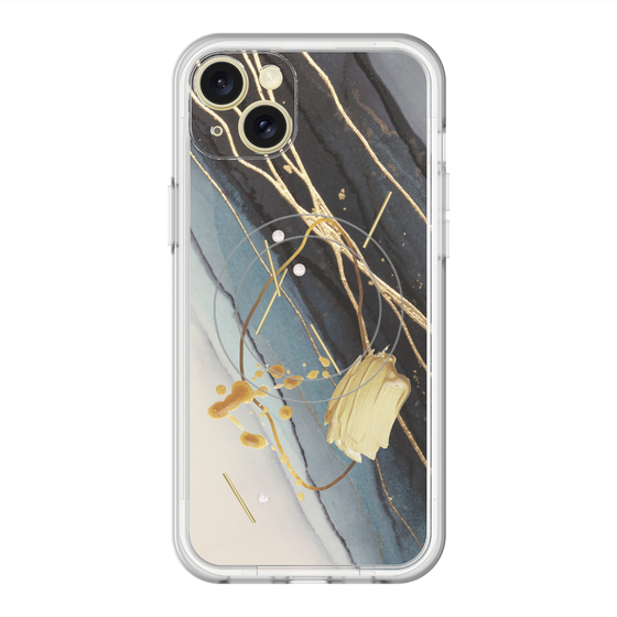 スリムプロテクションプレミアムケース with MagSafe［ Marble Nuance Painting Black ］